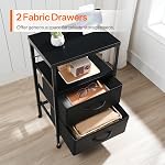 HOOBRO Table de chevet avec station de recharge et LED Lumière, Stand de nuit avec 2 Tiroirs de tissu et rangement ouvert, Table de chevet USB Ports et Outlet, Table de fin pour Chambre, Noir BB110UDBZ01