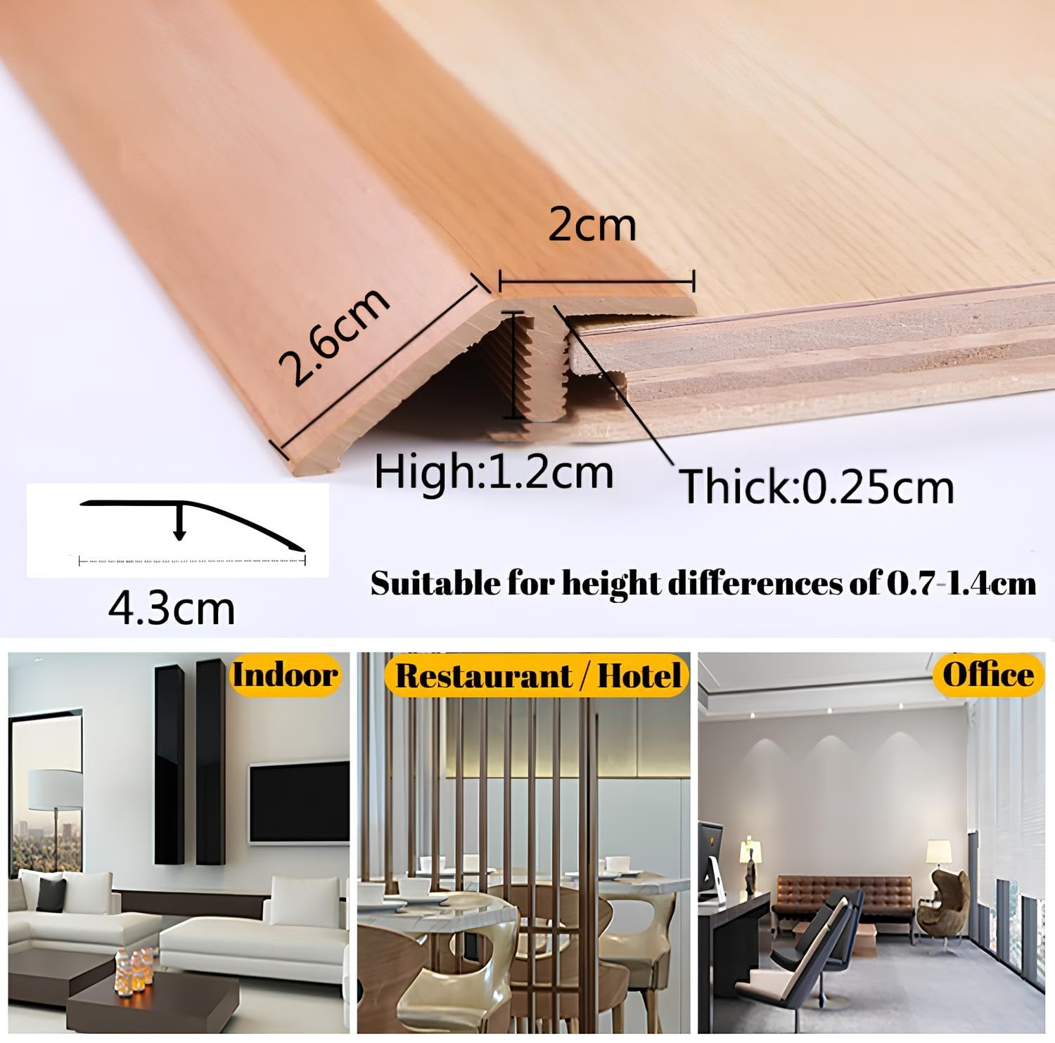 Rampe De Seuil En Pvc Profilé De Transition, 90/180/270cm Bande De Transition, Baguette Recouvrement Pour Porte/Tapis/carrelage/Sol Irrégulier/Bois À Carrelage(White,4.3 * 270cm/3 * 90cm)