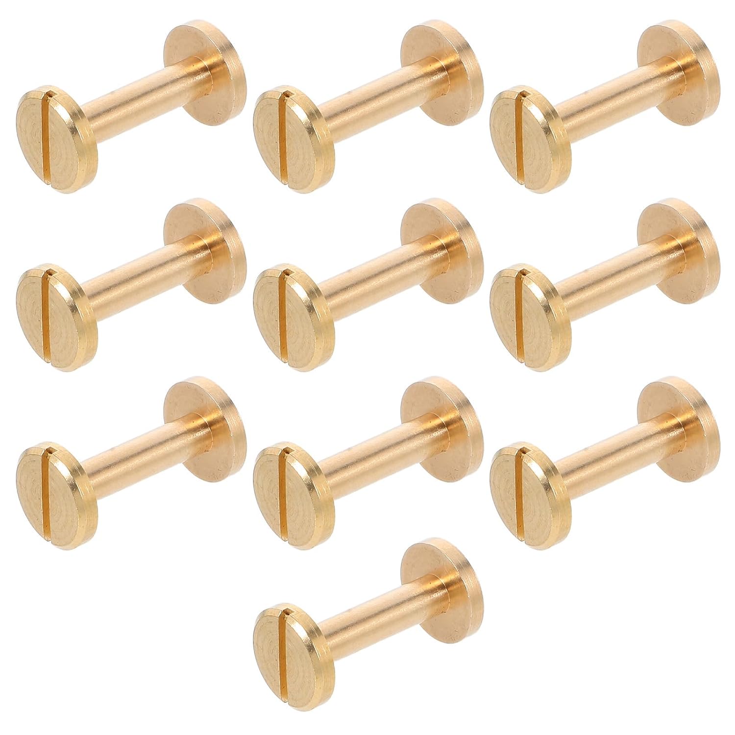 10 Sets Brass Binding Screws for Handbags, Round Flat Head Chicago