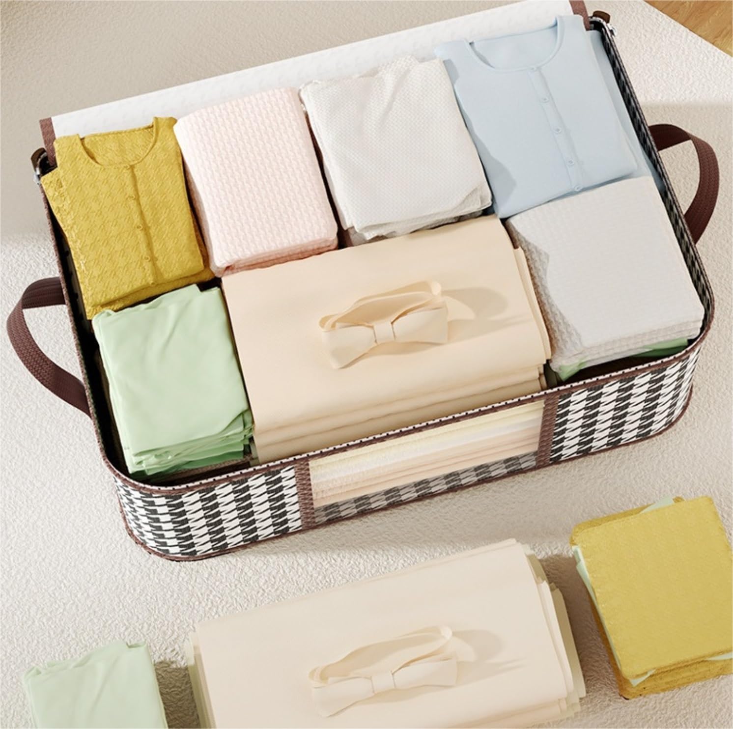 Storage Bins Clothes Storage Bags Under Bed Box with Zips Clear Window for Comforters Bedding Storage Container(75L)