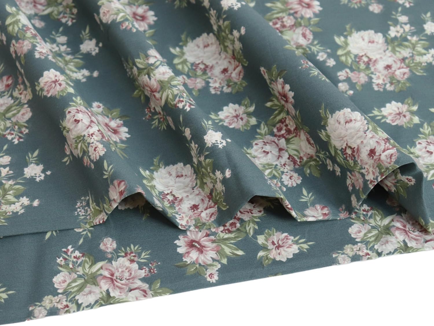 Floral Printed Flat Bed Sheets Queen Size 100 Percent Cotton Flat Sheet Only Premium Soft Breathable Top Sheet Easy Care Bed Sheet