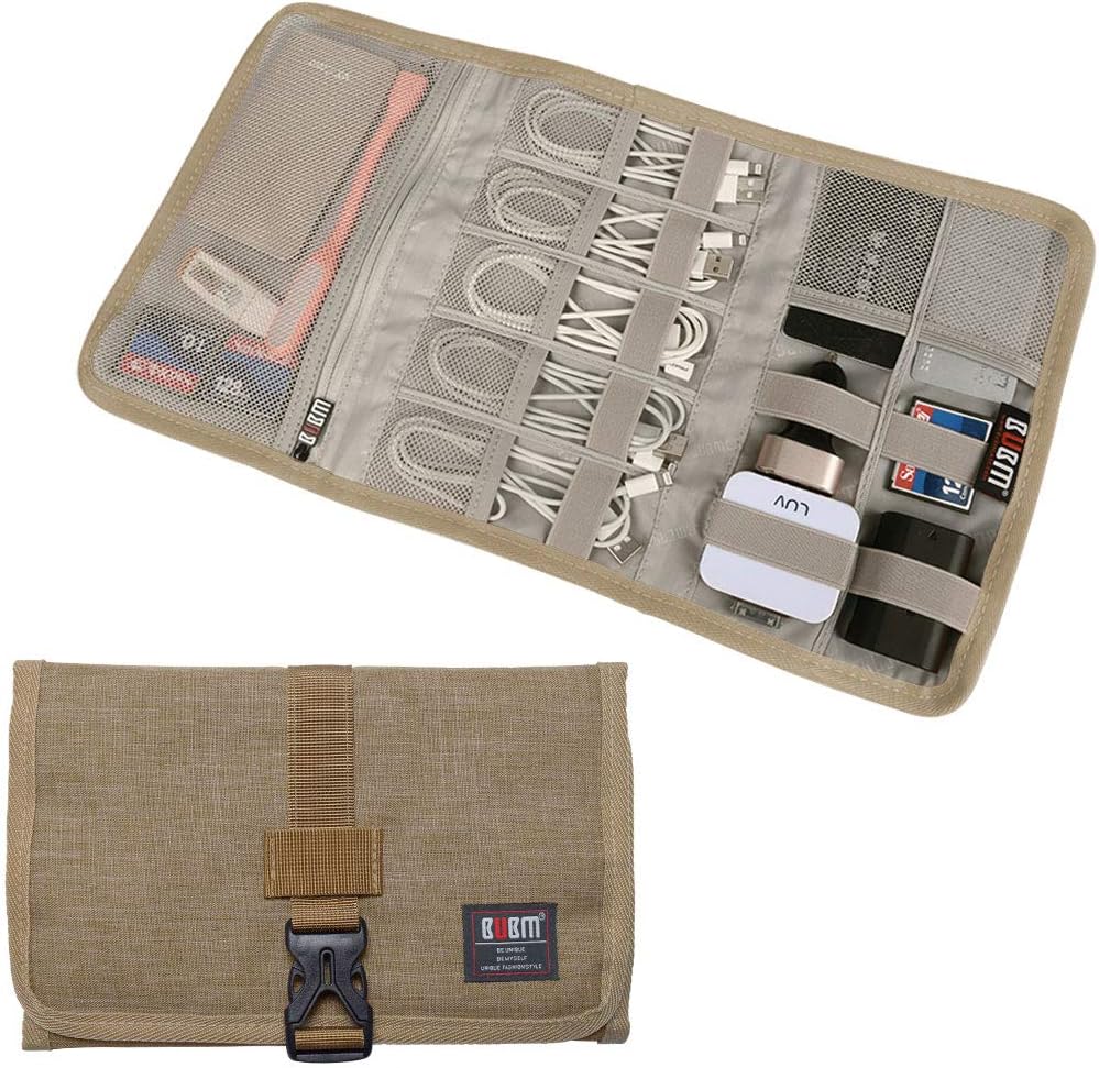 Electronic Organizer, BUBM Travel Cable Bag/USB Drive Shuttle Case/Electronics Accessory Organizer for Home Office, coffee