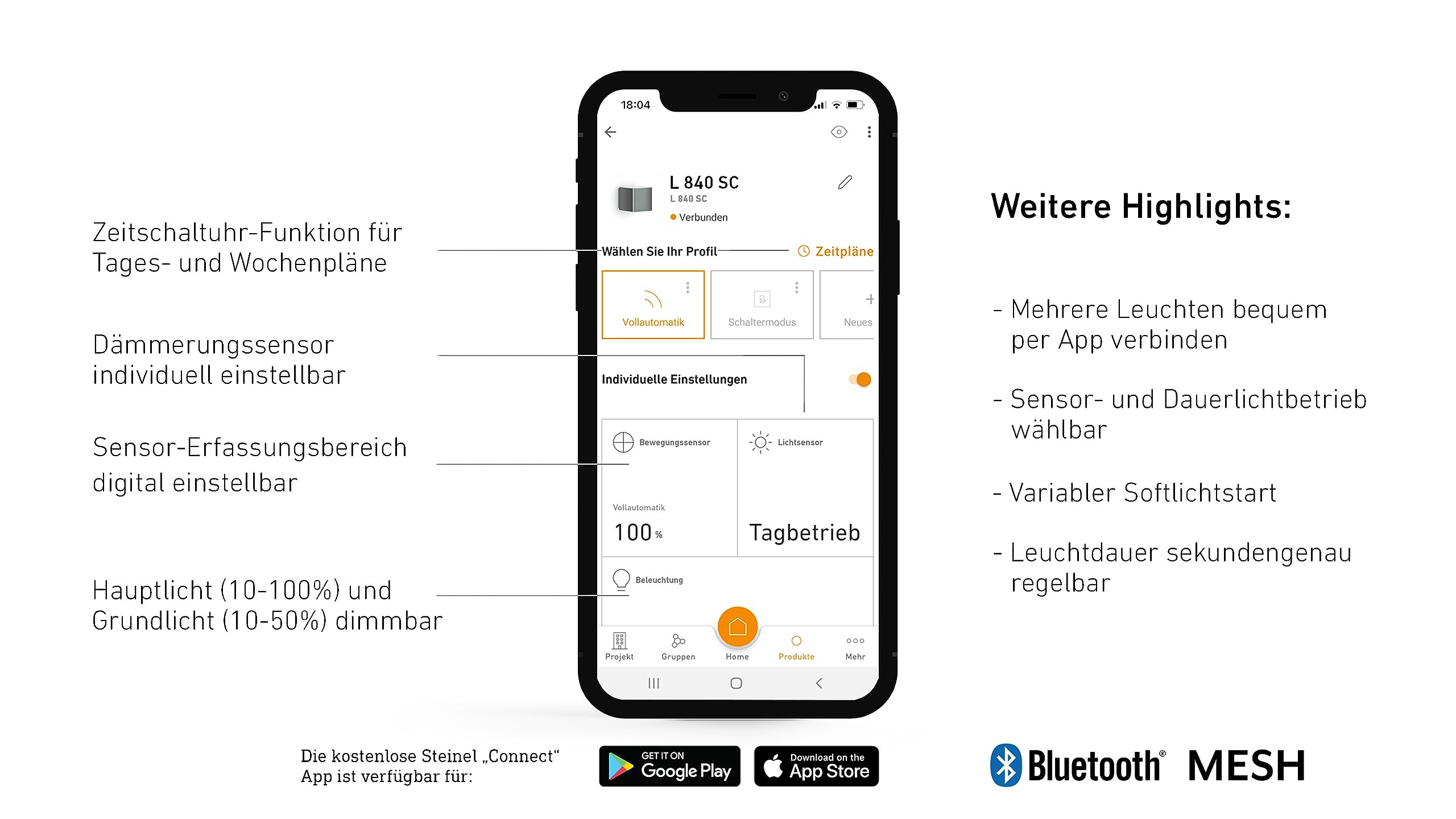 Steinel L 840 SC Connect smarte LED Außenleuchte mit Bewegungsmelder, App Steuerung, 3000 K, Anthrazit