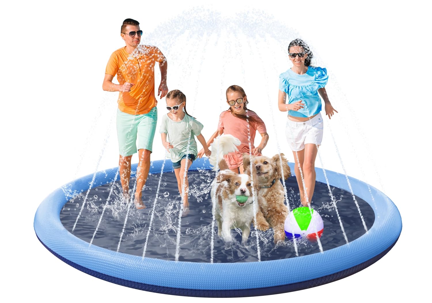 Splash Pad,107" Ultra Large Anti-Slip Splash Pad for Kids Dogs, Thickened Water Sprinkler Play Mat Fun for Kids Toddler,Summer Outdoor Water Toys Baby Kiddie Dog Pool for Backyard