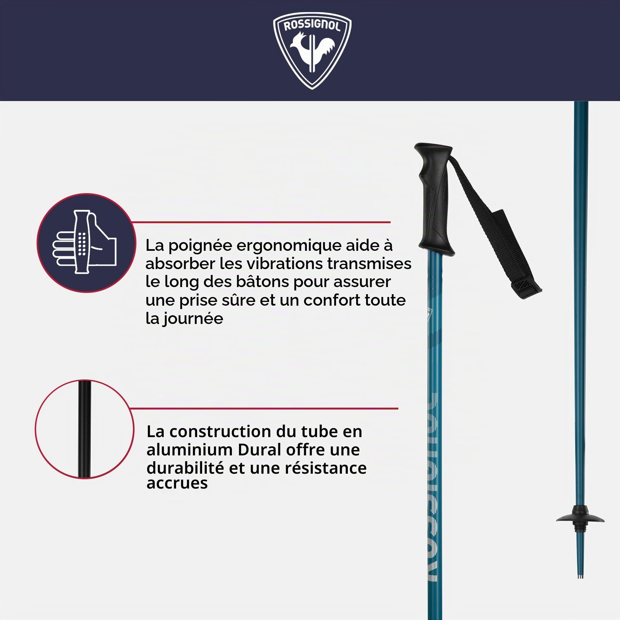 Rossignol - Batons De Ski Tactic Blue - Homme - Bleu