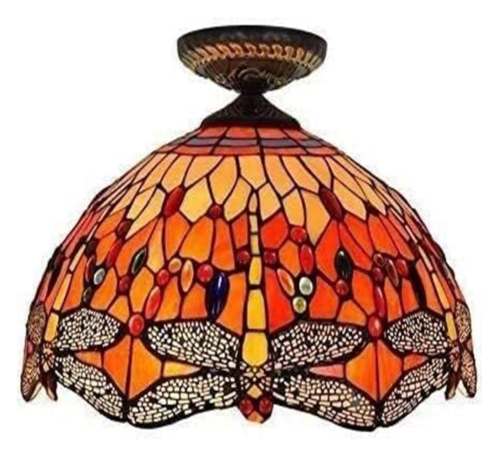 Lampa Sufitowa Lampa Sufitowa W Stylu Tiffany, Lampa Sufitowa 16 Cali Dragonfly Red Design I Witraż Lampa Sufitowa W Stylu Tiffany Do Sypialni