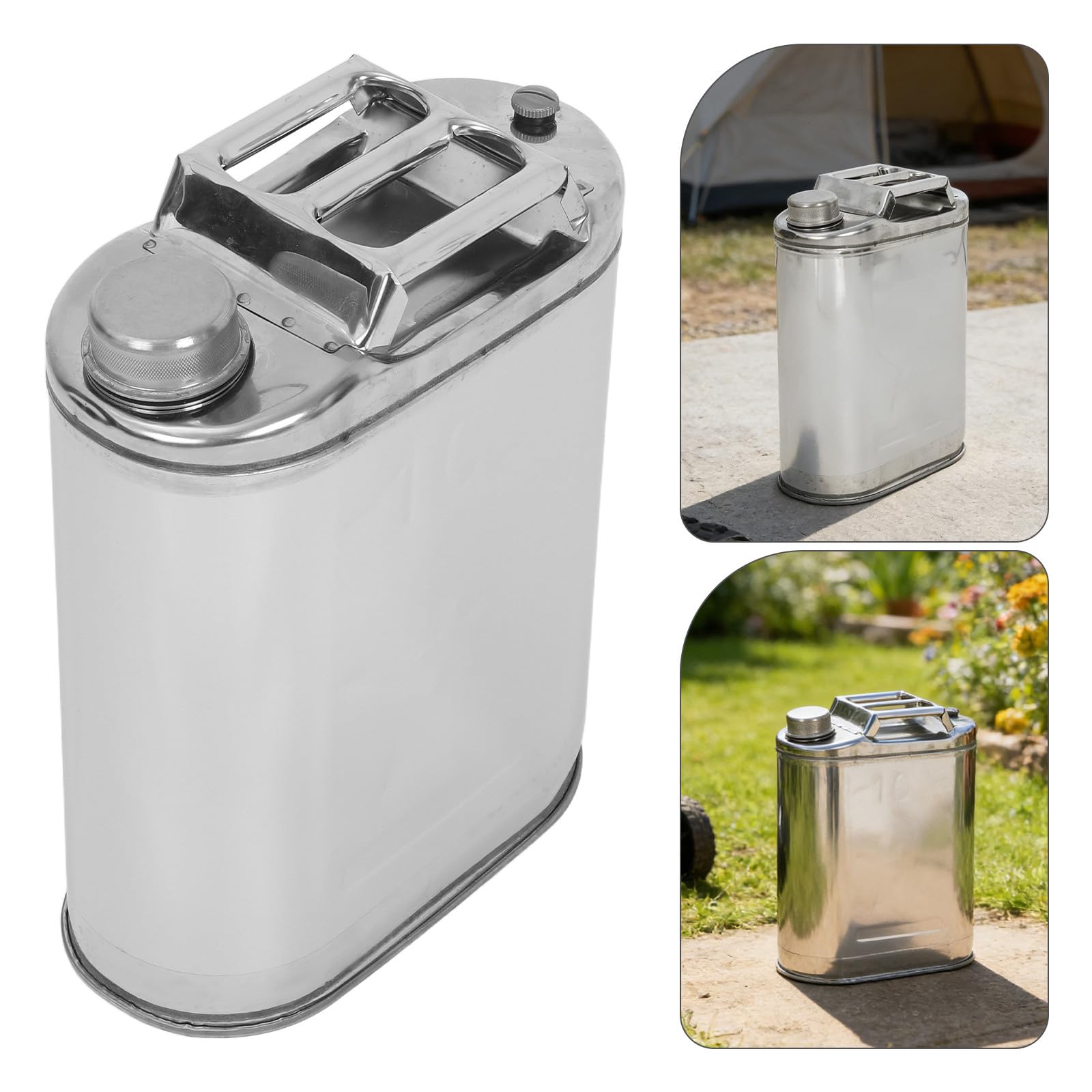NUOBESTY Jerrican en Acier Inoxydable 10l avec Bec Verseur Ventilé et Poignée Ergonomique, Réservoir Étanche pour Eau et Plantes de Jardin en Extérieur