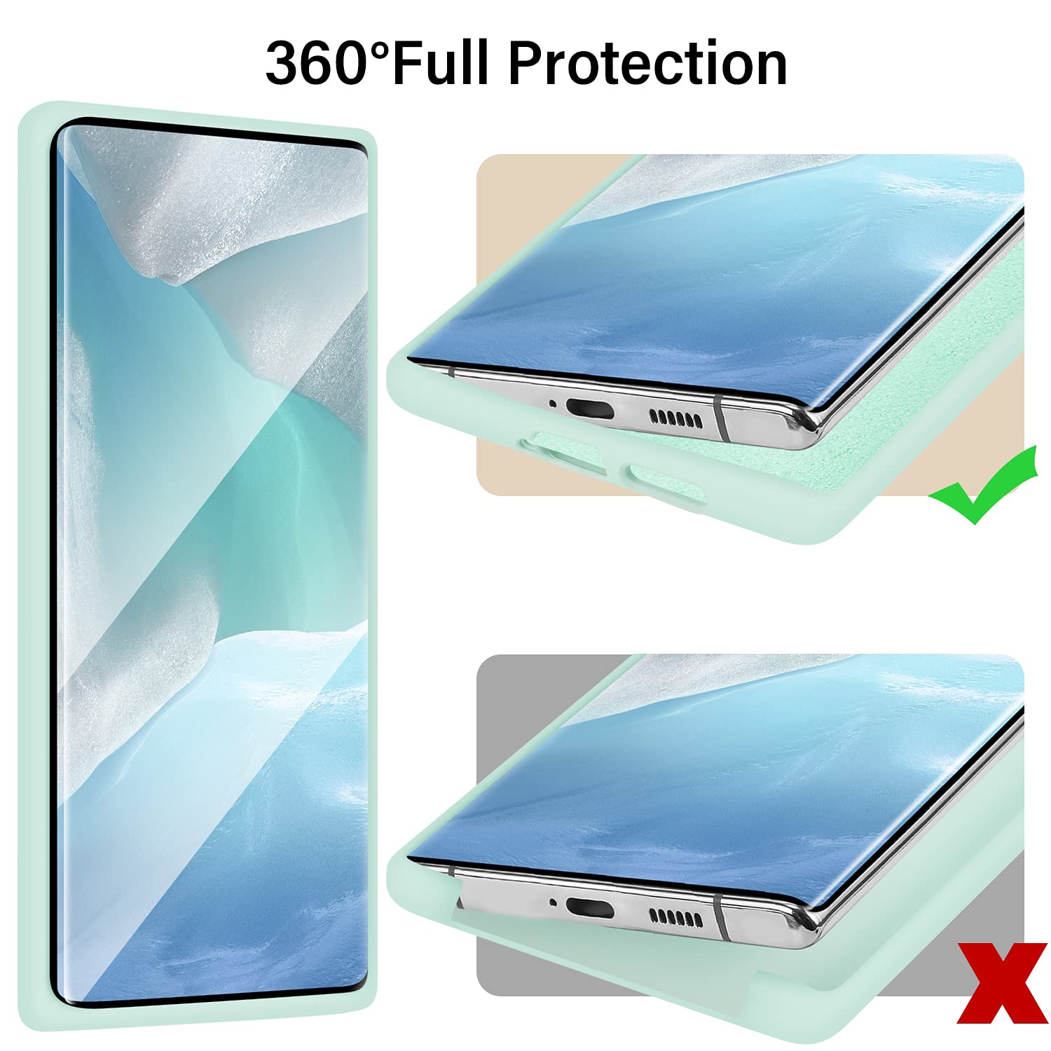 Funda para Samsung Galaxy S21 Ultra 5G de 6.8 pulgadas (2021), silicona líquida suave y forro de microfibra antiarañazos a prueba de golpes, compatible con S21 Ultra Cover (verde claro)
