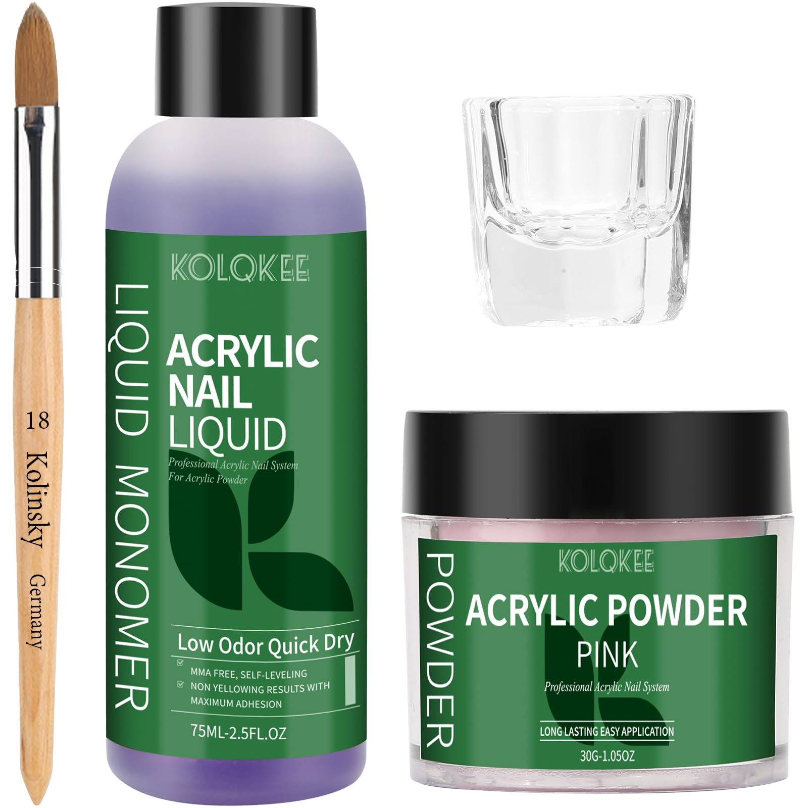 Acrylic Nail Kit- Salon Quality Pink Acrylic Powder and Liquid Set with Kolinsky Nail Brush for Home DIY Salon Nails Application