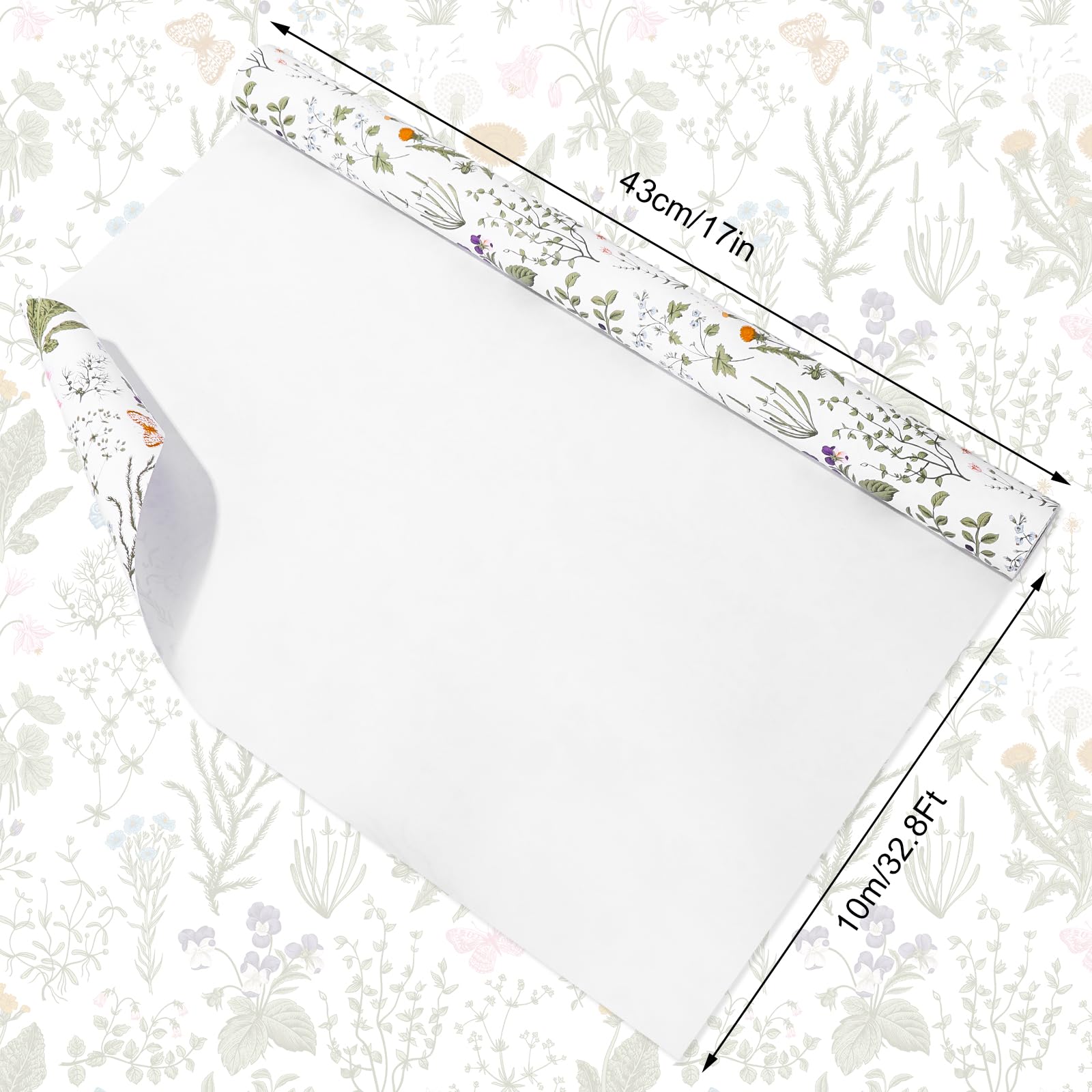 WRAPAHOLIC Rollo De Papel De Regalo, Elegante Estampado Floral Y Encaje Para Bodas, Cumpleaños, Vacaciones, Fiestas