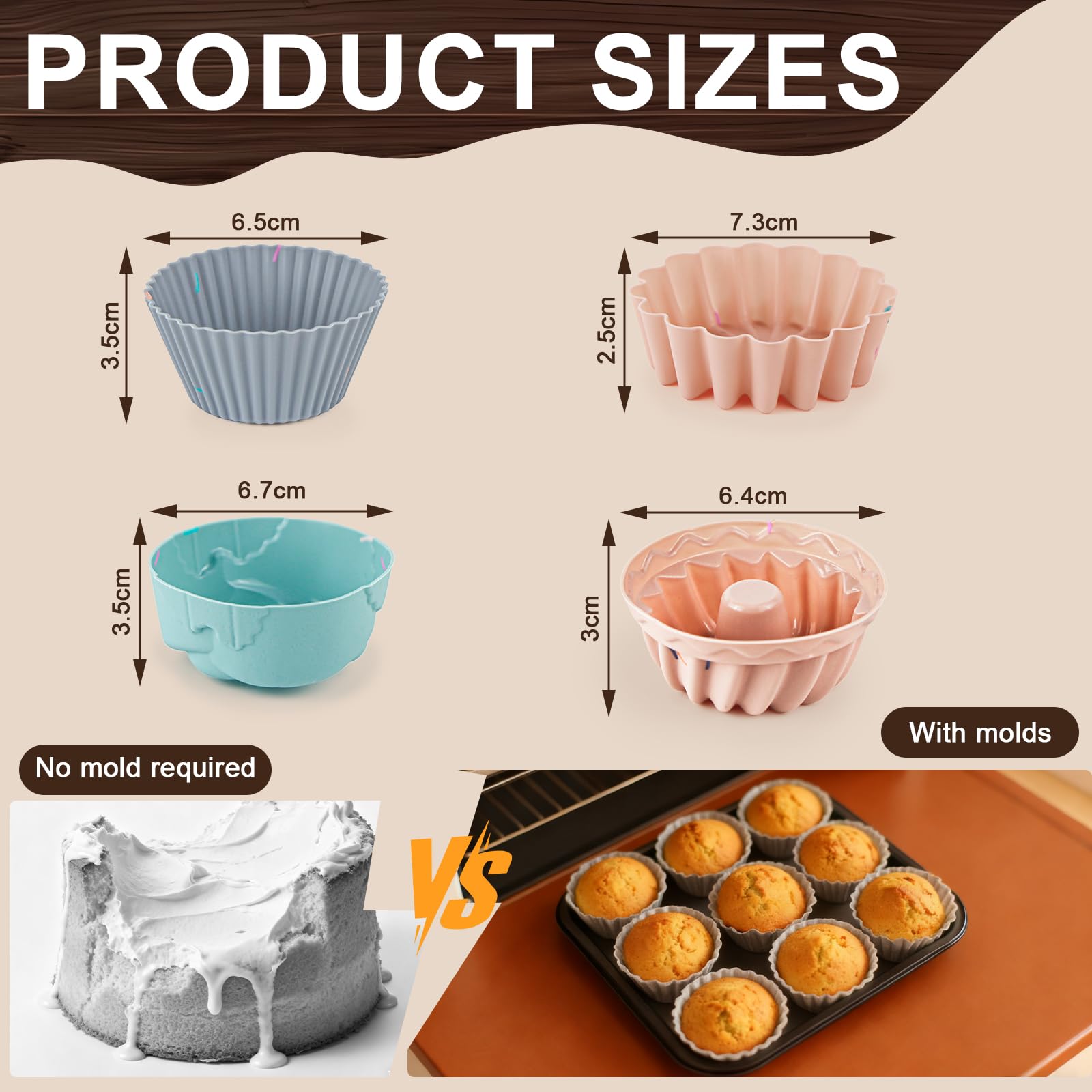 Stampi in Silicone, 24 Pezzi Riutilizzabili Stampo Muffin, Antiaderenti Pirottini per Friggitrice Ad Aria, 4 Forme Stampo Ciambella per Torte, Creme e Budini (Sicuri in forno fino a 220 °C)