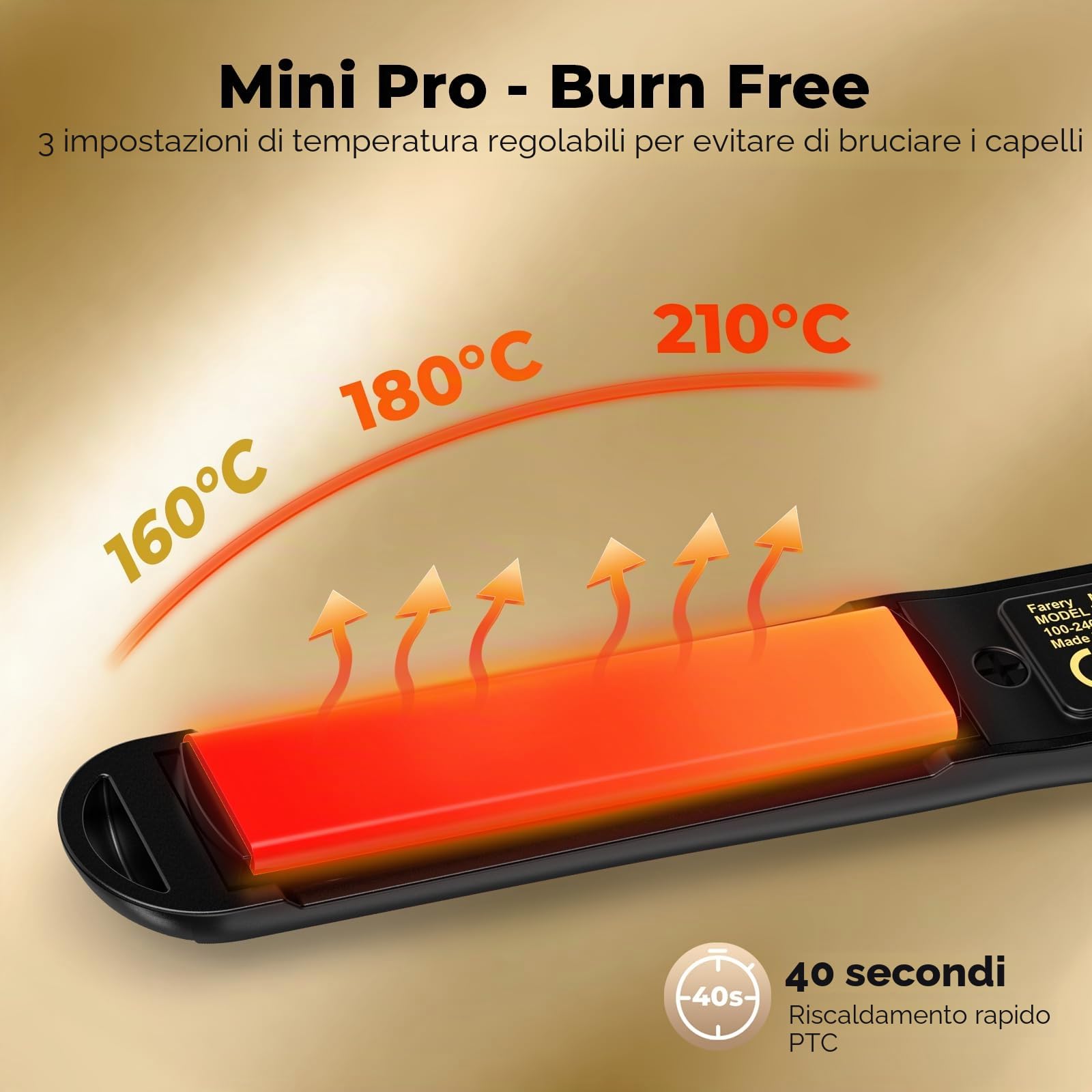 Farery Mini Piastra per capelli corti, piccolo straighter in ceramica con turmalina, mini straighter per viaggi con custodia, spegnimento automatico, doppia tensione, temperatura regolabile