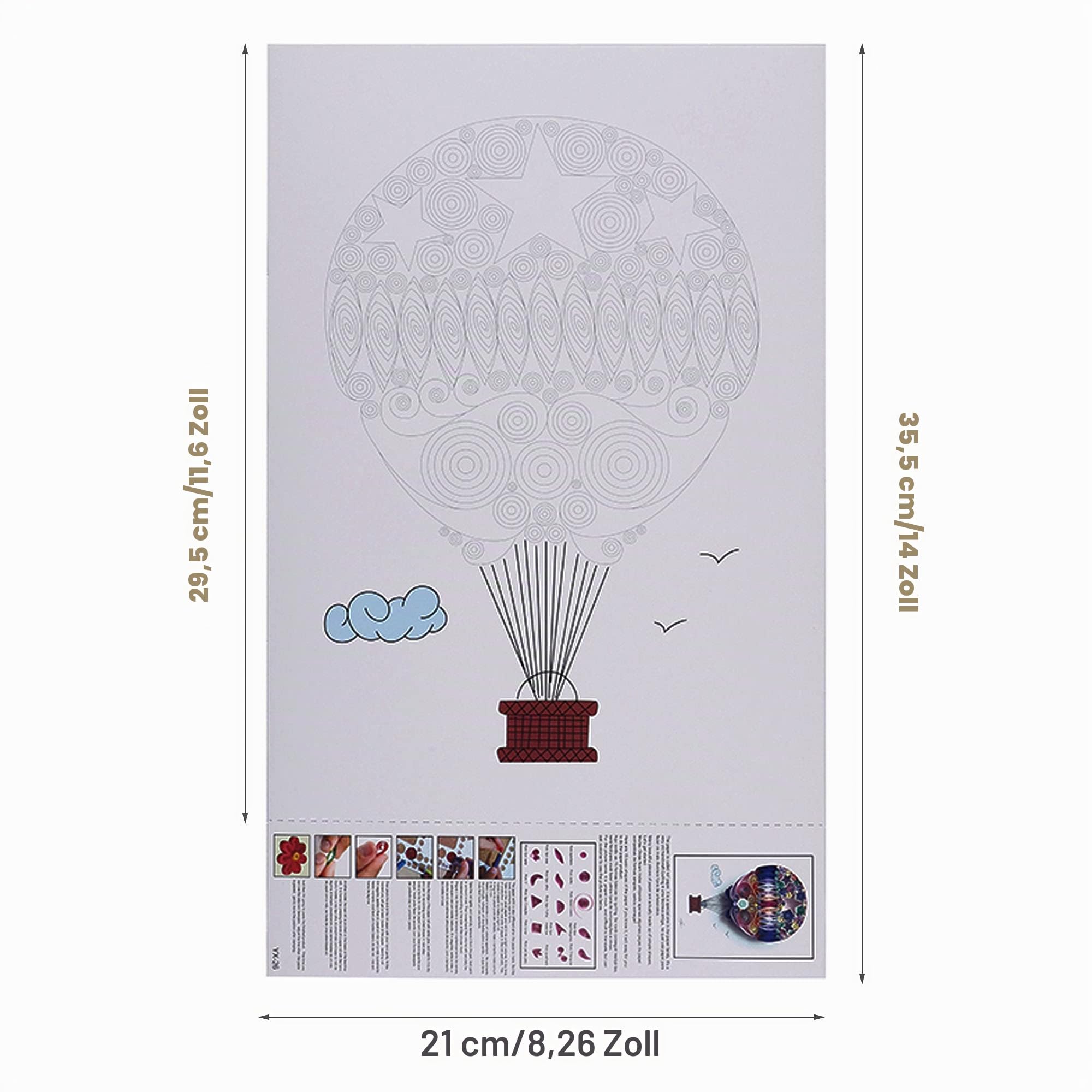 Woohome 48 Stück Papier Quilling Kits, Quilling Papier Schablonen Papier Quilling Zeichnungen Papers Pattens Manuscript Paper, Streifen Quilling Papier für Dekorative Karte, Wandkunst