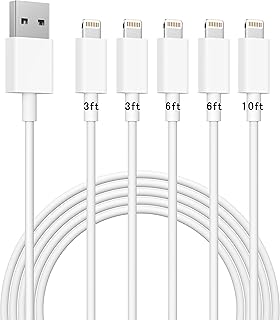 iPhone Charger Cable [3FT 3FT 6FT 6FT 10FT] Lightning Cable 5Pack MFi Certified Apple Charging Cord Compatible with iPhone 14 13 12 11 Pro MAX Xs Xr X 8 7 6 6s Plus SE 5S iPad iPod (White)