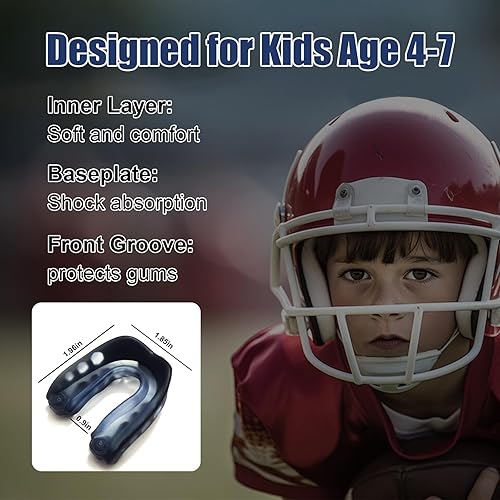 Miniatura 3 de Protector bucal deportivo para niños, 2 unidades con estuche y correa, protector bucal de fútbol, 1.7 x 1.96 pulgadas, para boxeo, baloncesto,