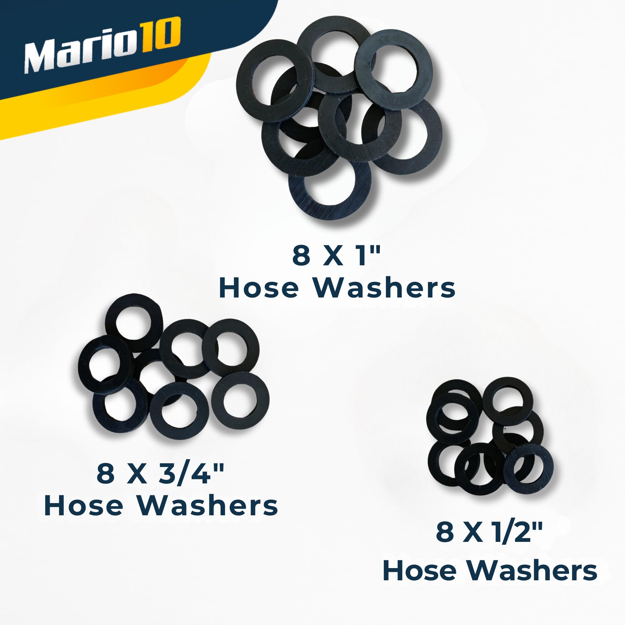 Mario10 24-Piece Rubber Hose Washer Set, 1/2", 3/4" - Image 2