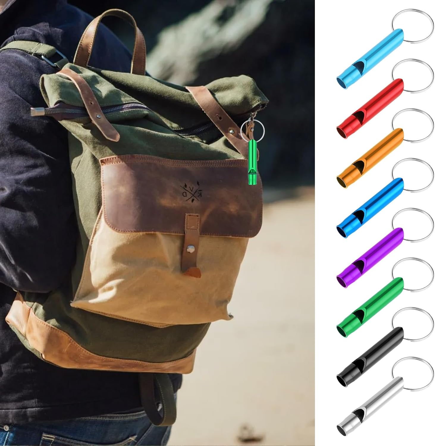 210 Pcs Emergency Whistle with Keychain, Aluminum Survival Whistles Extra Loud Metal Whistle for Outdoor, Camping, Sports, Boating, Hiking, Hunting 9 Colors (Random Quantity of Each Color)