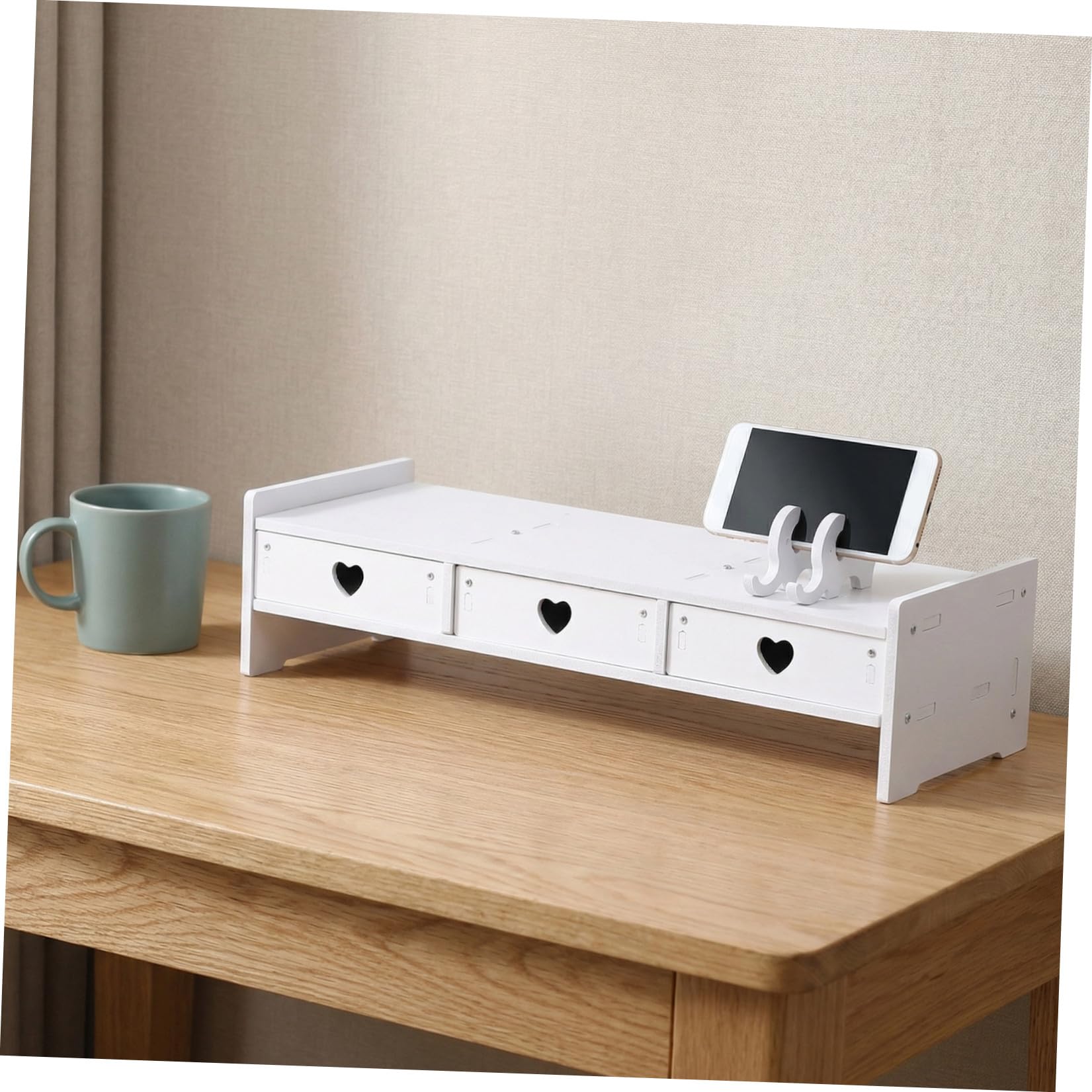 PRETYZOOM Supporto Monitor Cassetti Bianco in Pvc, Rialzo Scrivania