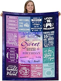 WUTZTIFE 16th Birthday Gifts for Girls, Sweet 16 Gifts for Girls, Gifts for 16 Year Old Girl, 16th Birthday Gift Ideas for Couch Sofa Bedroom Decor 50*60in
