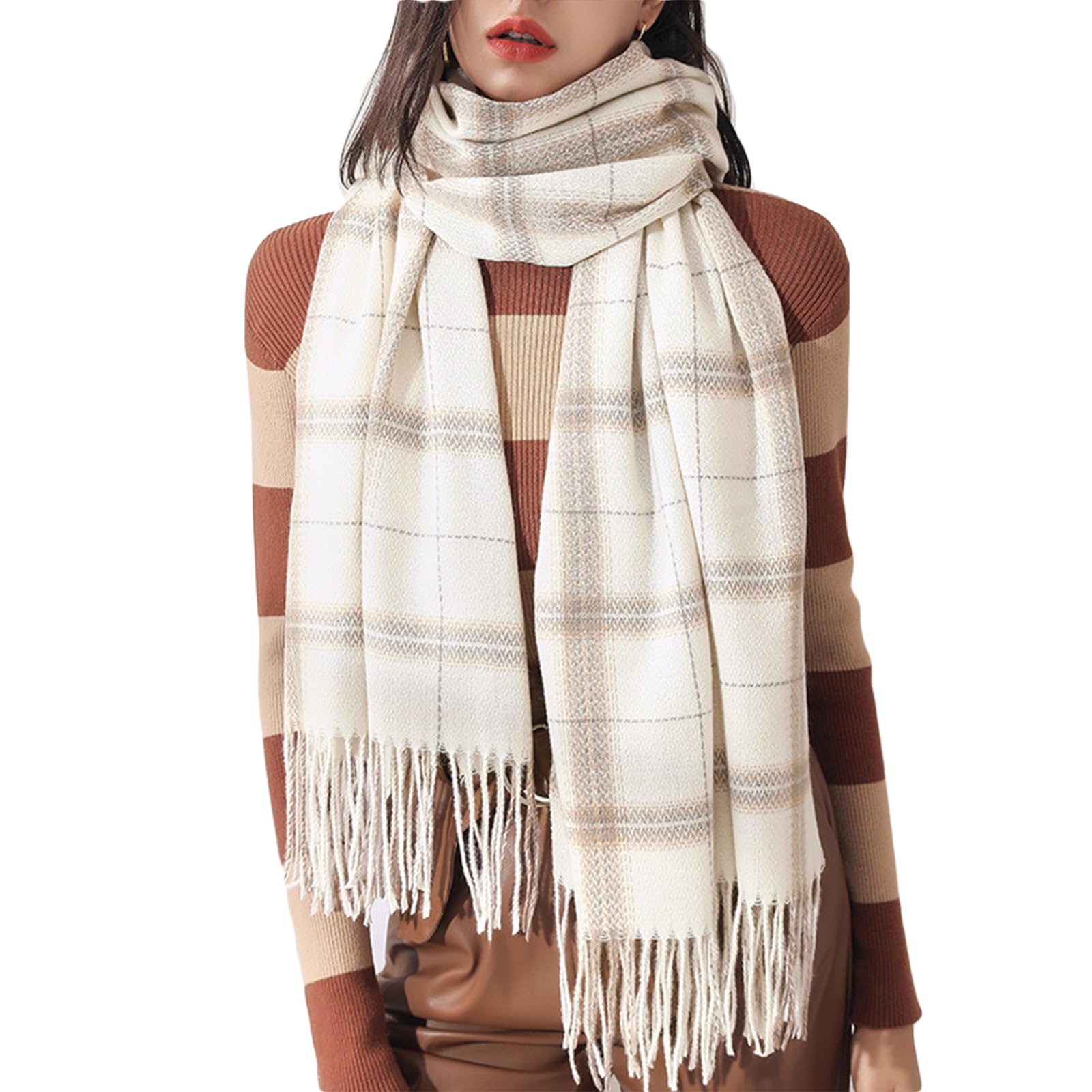 – Women Winter Tartan Scarf Scarves Shawl Soft Shawls And Wraps Warm Knitted Scarf
