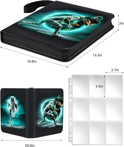 Miniatura 3 de Carpeta de tarjetas de fútbol con mangas, 9 bolsillos, protectores de tarjetas de fútbol, 810 bolsillos, carpeta de 3 anillos con cremallera, álbum