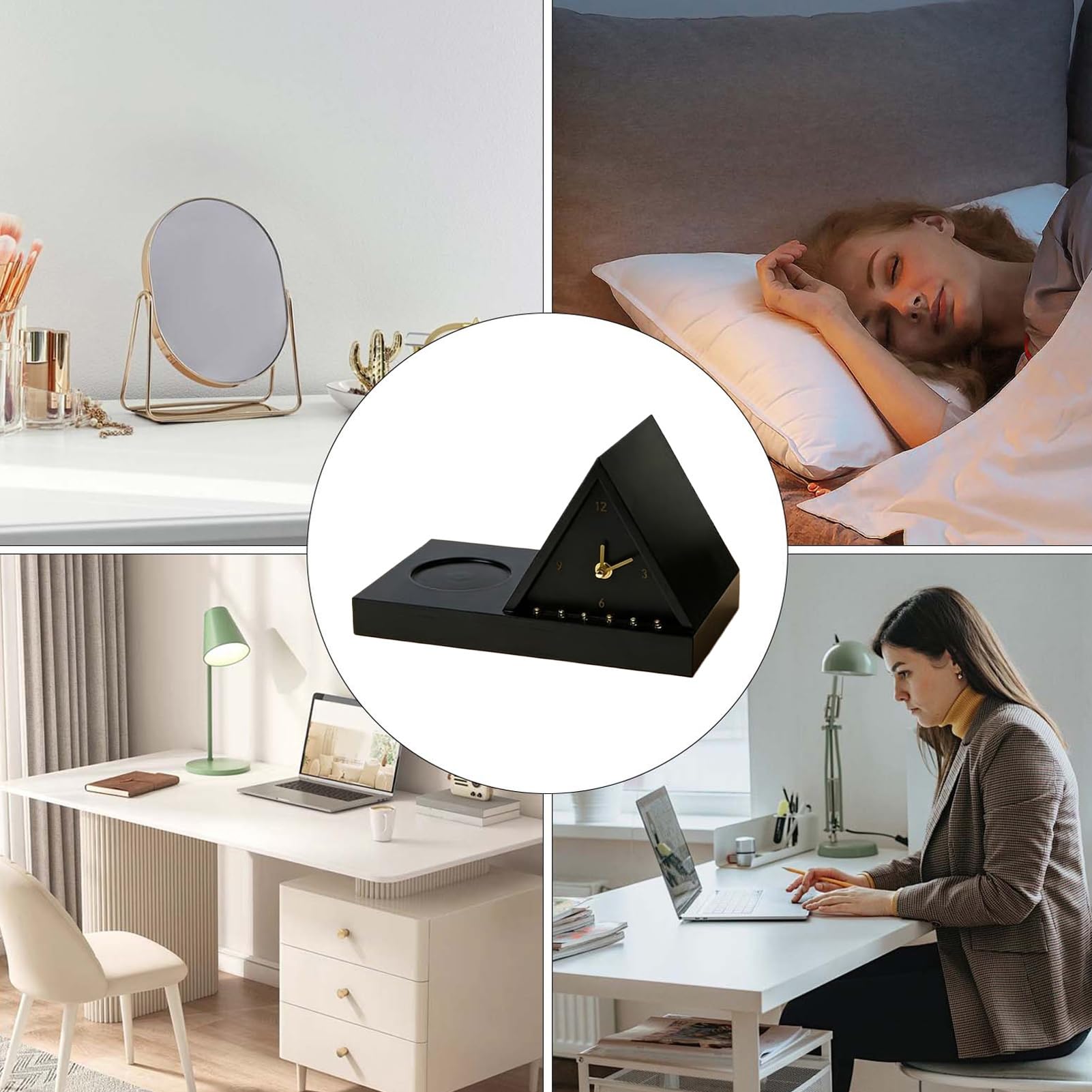 Budzik świetlny Ergonomiczny organizer biurkowy | Trójkątny na książki z uchwytem na kubek dla kobiet, przyjaciół, dzieci, nauczycieli, uczniów, pisarzy, ukochanych,
