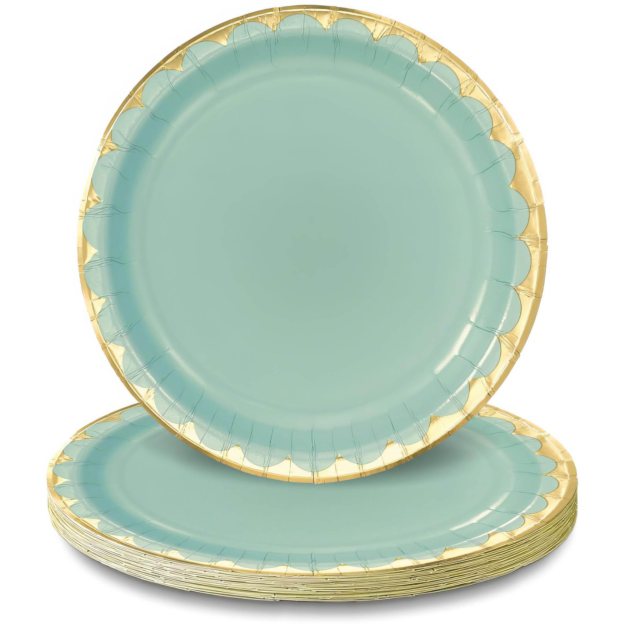 amscan Piatti di carta rotondi metallizzati verde salvia (25,4 cm), confezione da 8, resistenti ed eleganti, per feste ed eventi