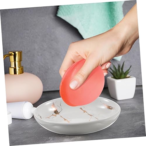 Miniatura 6 de Jabonera de cerámica elegante marmoleado para baño, bandeja de cocina para mejorar y ventilar, versátil en blanco