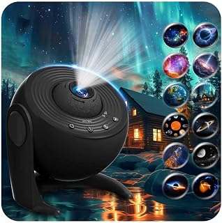 FlyLily Sternenhimmel Projektor, 13 in 1 Galaxy Projektor Zimmerplanetarium, Deckenprojektor mit Timer, 360° Drehbare, Sternenhimmel Nordlicht Lampe für Kinder Erwachsene Geschenk Weihnachten, Schwarz