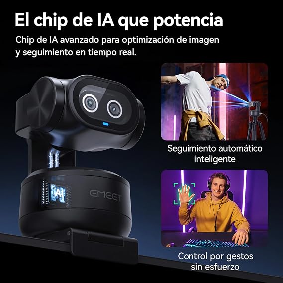 EMEET PIXY 4K PTZ Camera with Dual Camera and AI Tracking, 0.2s Fast Focus, 3 Microphones, Gesture Control, 4K Webcam for Streaming and Compatible with Twitch/Switch 2