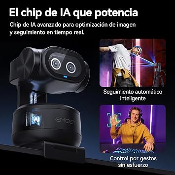 EMEET PIXY 4K PTZ Camera with Dual Camera and AI Tracking, 0.2s Fast Focus, 3 Microphones, Gesture Control, 4K Webcam for Streaming and Compatible with Twitch/Switch 2