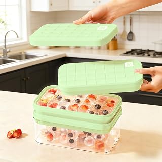 Silicone Ice Cube Tray with Lid and Bin, Ice Cube Maker, Ice Tray