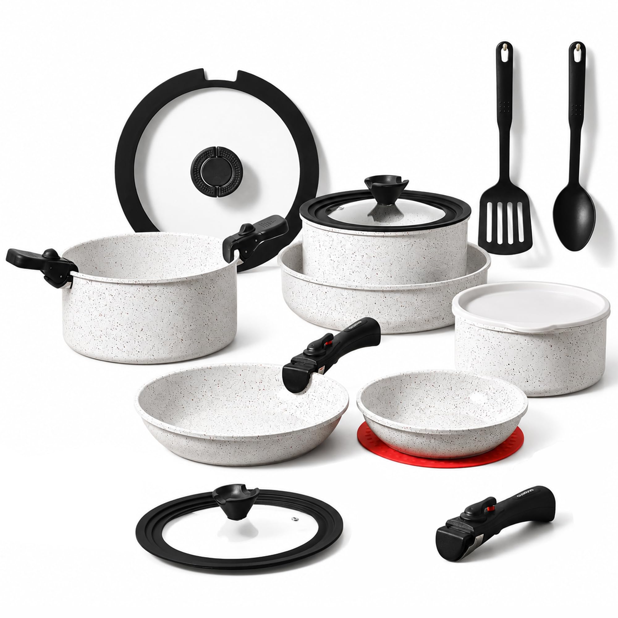 Juego de Ollas y Sartenes 23 Piezas Inducción, Batería de Cocina sin PFOA