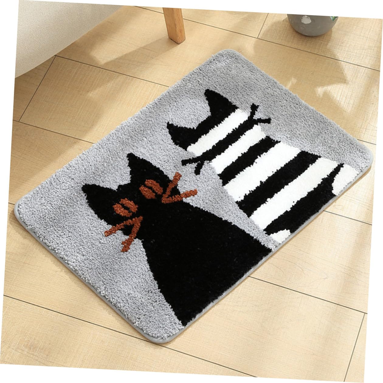 Rutschfester Badezimmerteppich mit Katzenmuster, Wasserabsorbierend
