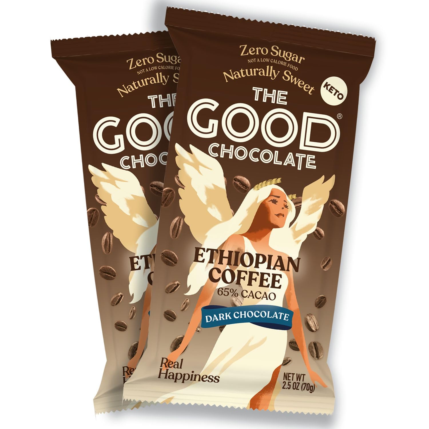 THE GOOD CHOCOLATE – Coffee Dark Chocolate Bars with Zero Sugar & Lower Net Carbs – Keto Chocolate Bar with Lower Calories, All Natural and Non-GMO Keto Snacks, 2.5 oz (2 Bars Starter Pack)