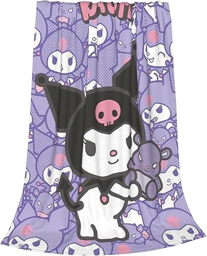 Miniatura 3 de Kuromis - Manta kawaii de anime, mantas de dibujos animados, ligeras de franela de vellón de felpa, manta grande para sofá, cama, playa, picnic y