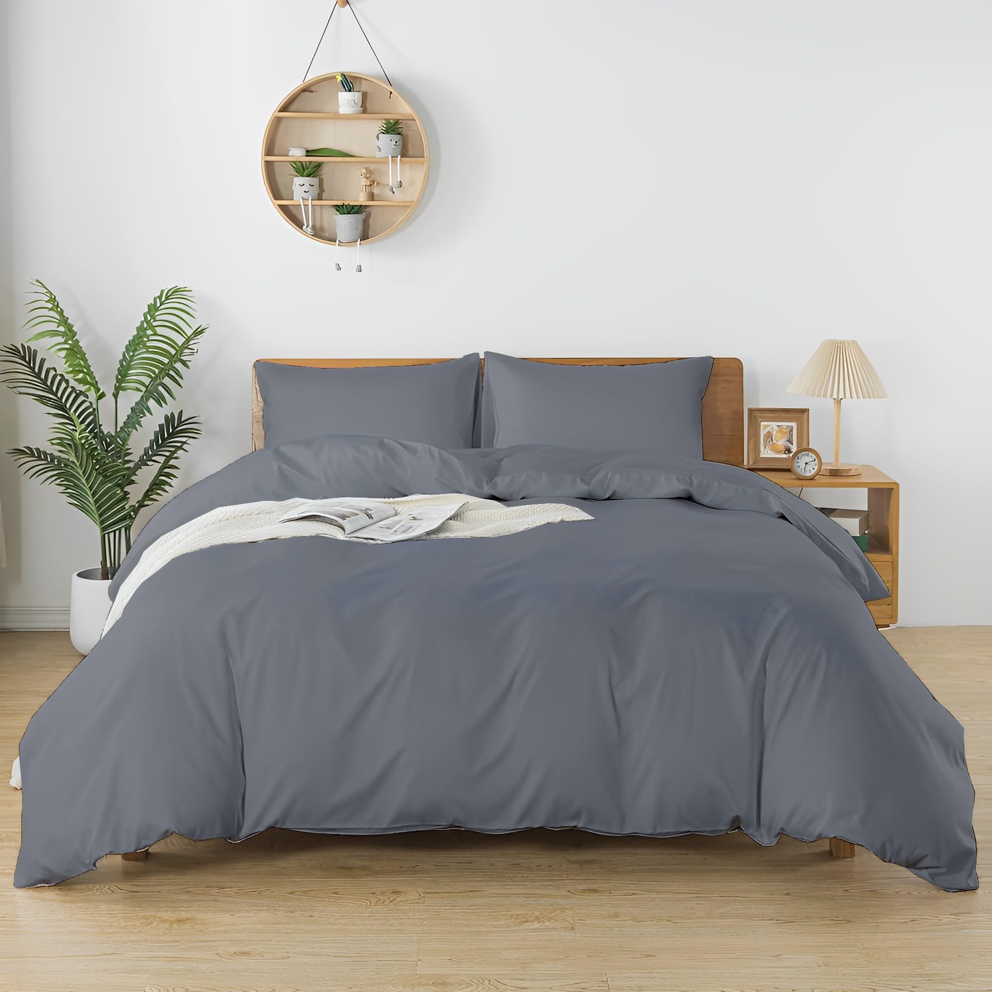 WYFKYMXX Waterproof Duvet Protector - Washable＆Reusable Cotton Breathable Duvet Cover Set Incontinence Bedding Quilt Cover with Zipper Closure for Pets, Dog, Cat, Kids, Elder (Light Gray,King)