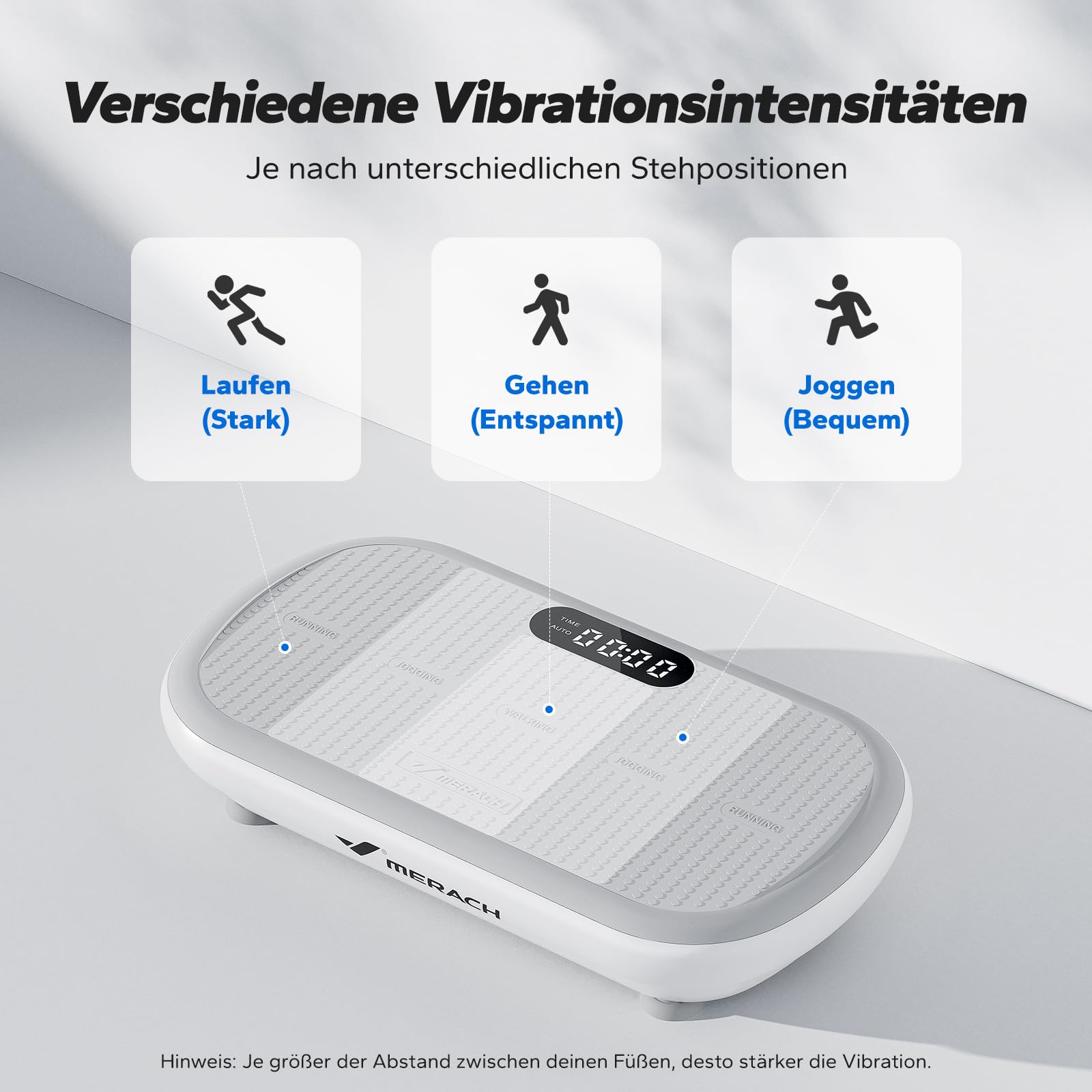 MERACH Leistungsstarke Vibrationsplatte für Workout und Shaping, 13 mm große Amplitude, 200 kg Gewichtskapazität, Silikonpedal, Integrierter Bluetooth-Lautsprecher