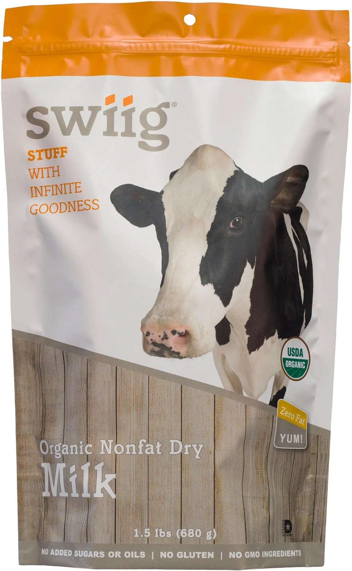 Organic Nonfat Dried Milk, No Added Sugar or Oils, No Gluten, No GMO Ingredients, 1.5 Pound Bag