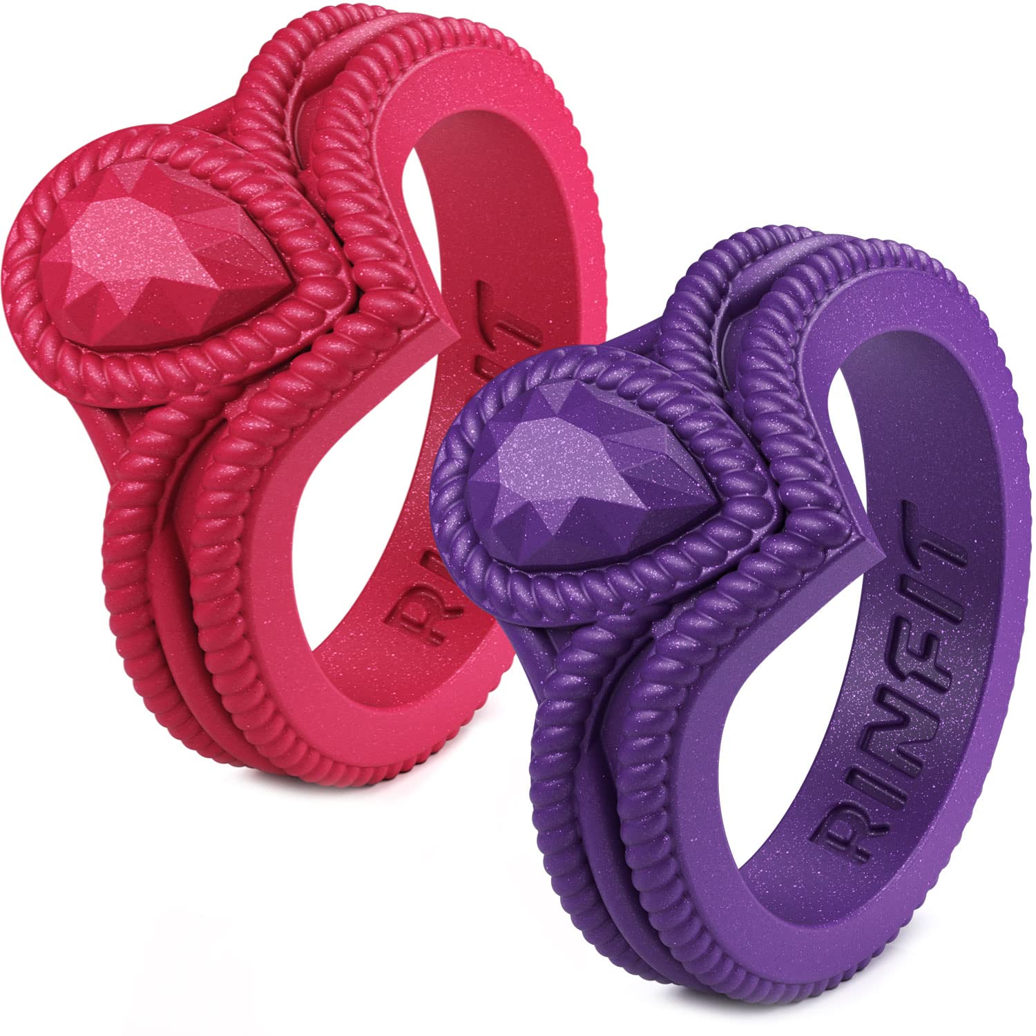 Rinfit Silicone Rings for Women - Pear Engagement Silicone Ring - Womens Rubber Wedding Bands - Patented Design