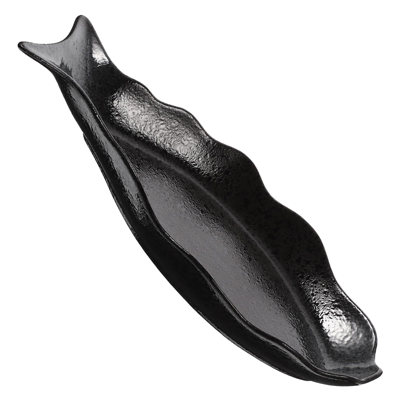 Mipcase Plato para Servir Pescado de Cerámica Japonés Negro Grande