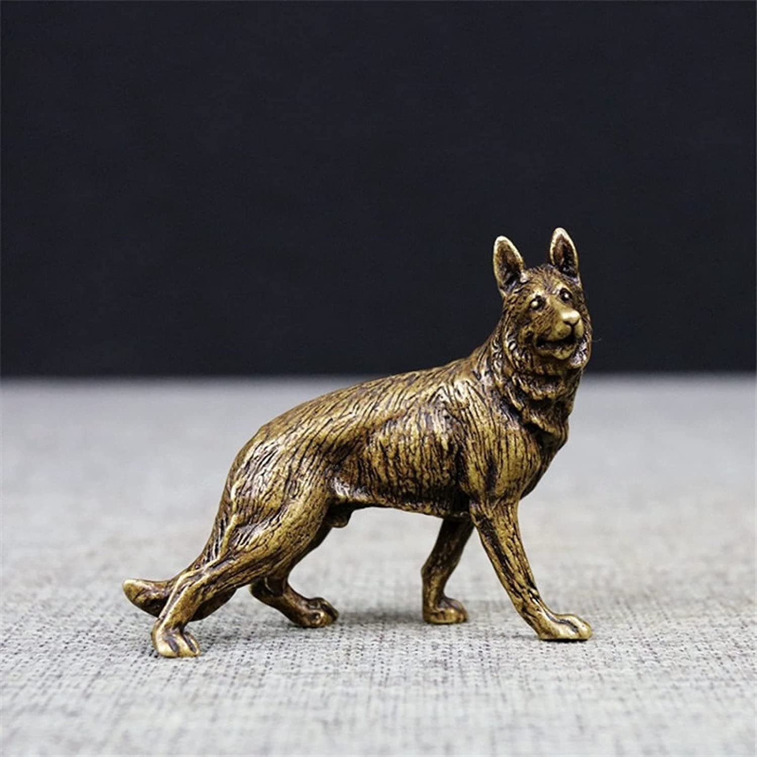 Escultura y estatua de jardín Esculturas y estatuas de jardín Estatua de perro de caza de bronce vintage Ornamento Estatuilla de animal de perro lobo de latón puro Accesorios de decoración de escritor