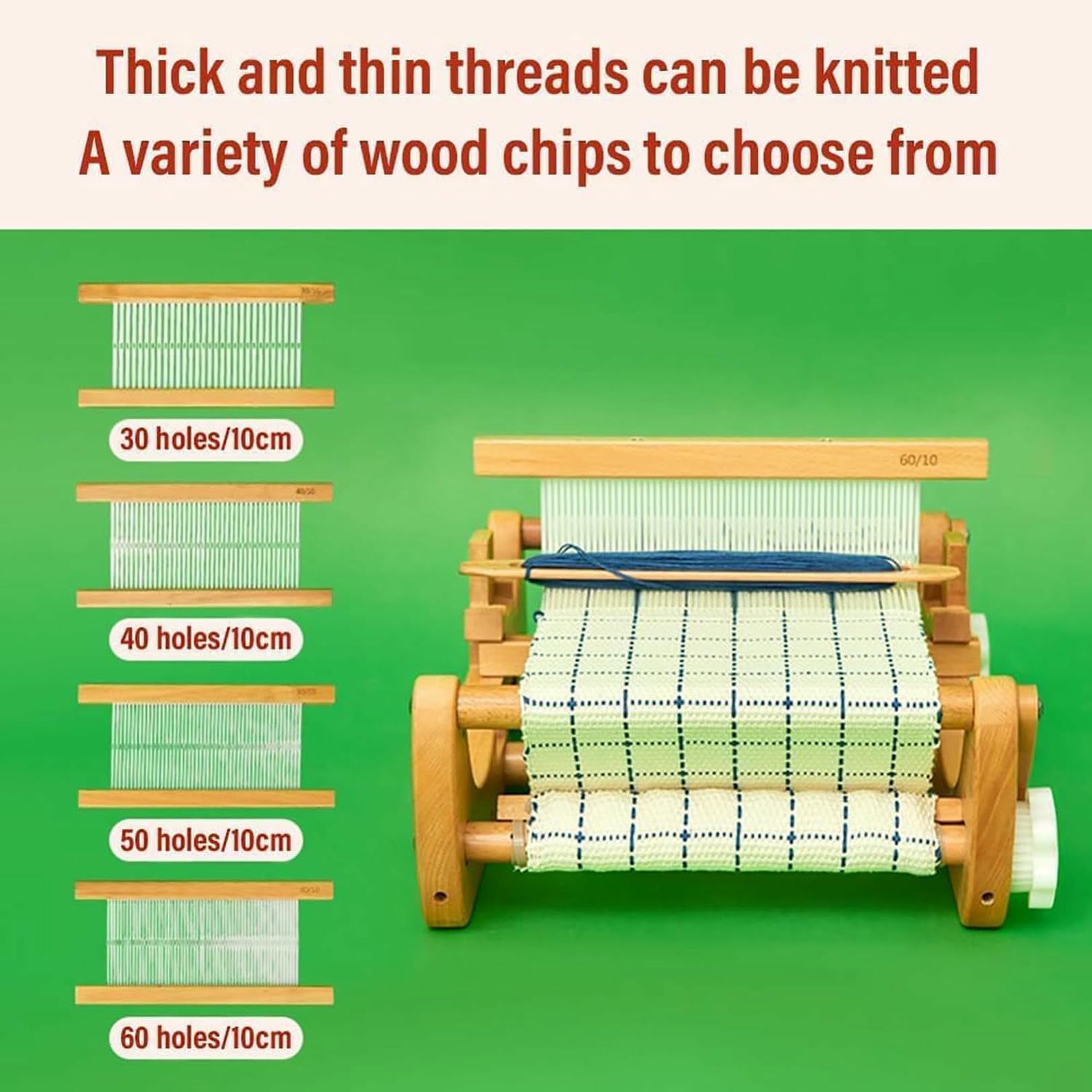 Desktop-Holzwebebrought, Webbreite 20 cm, DIY-Handknochen-Webmaschine, Webrahmen Mit Gemischten Garnen, Für Schals, Taschen, Bänder, Stoffbeutel