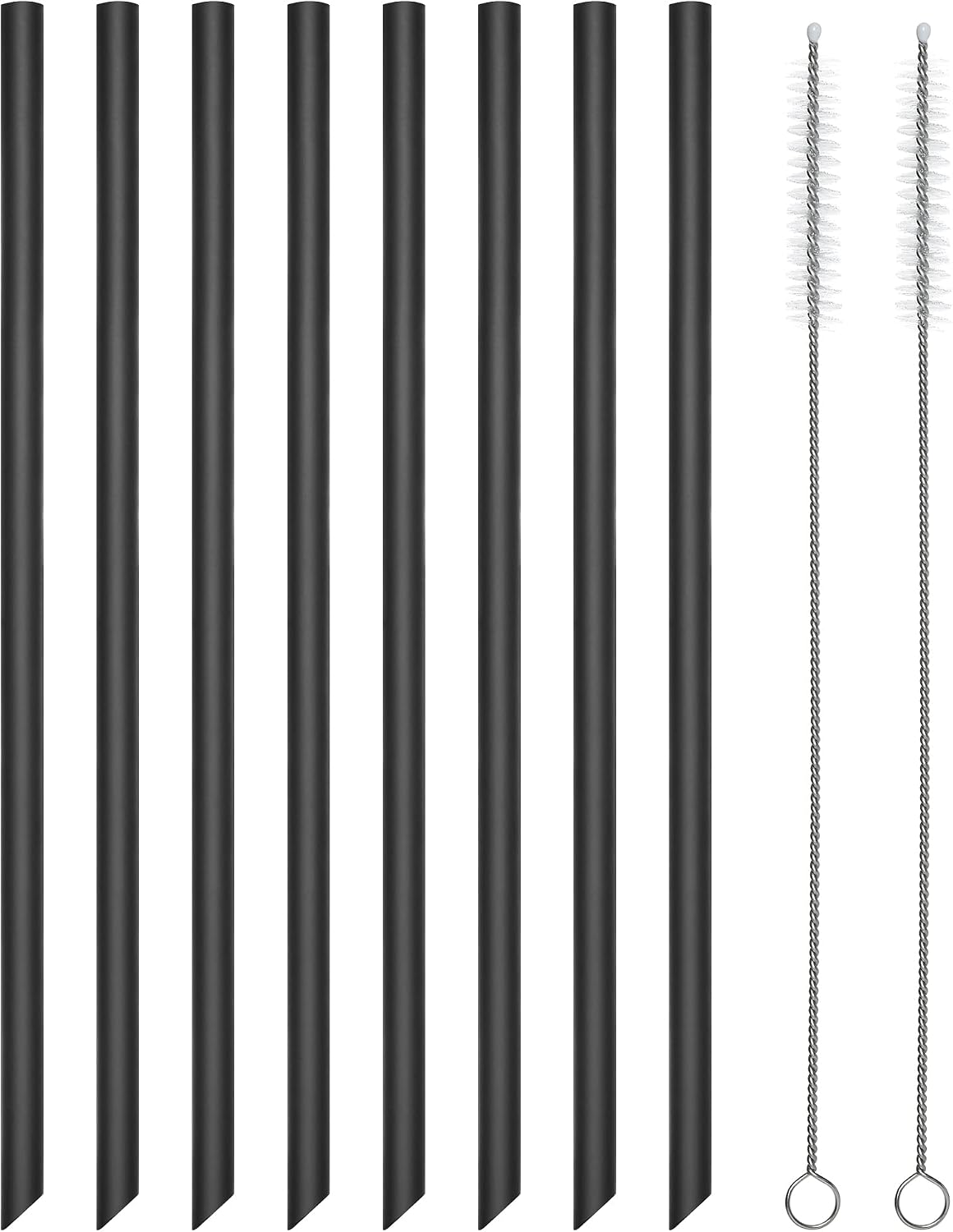 Veskaoty Reusable Clear Silicone Drinking Straws, 8 Pcs, 9.25 Inch Long