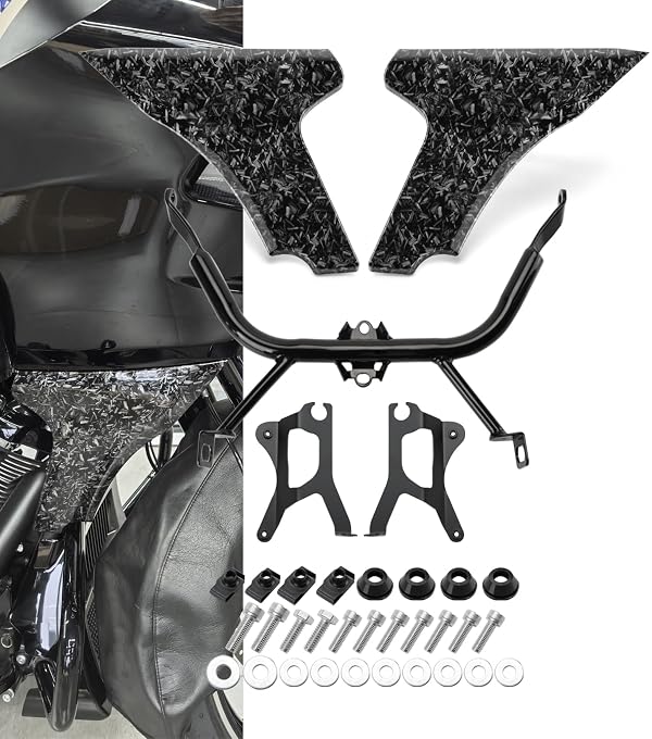 Side Fairing Panel with Support Bracket kit Lower Fairing Spoiler Cover Compatible with Harley Touring Road Glide 2024-up,CVO Road Glide 2023-up,CVO Road Glide ST 2024-up (Bright Forged) by MOTORFISH - Used condition - US$78.18