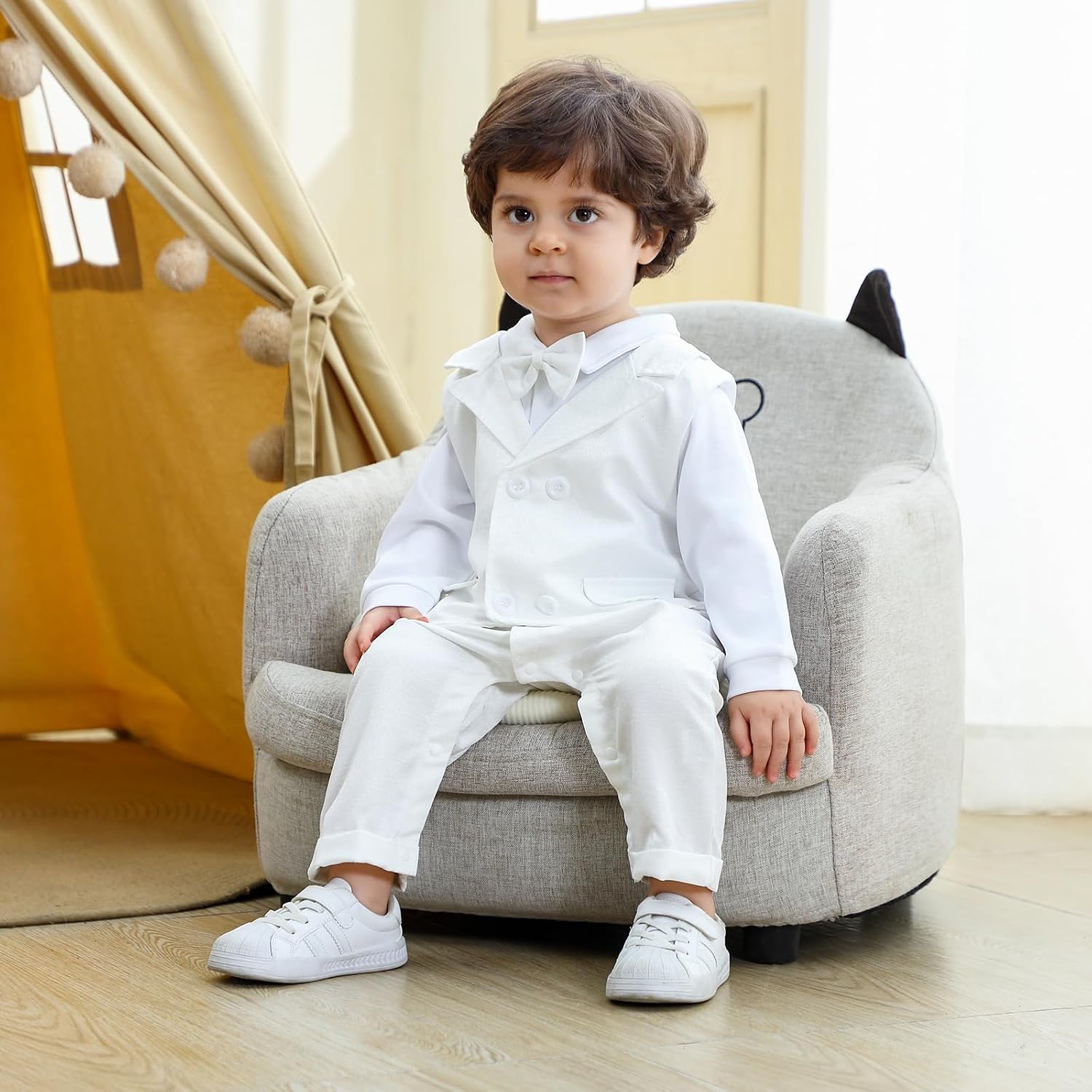 Baptism Outfits for Baby boys Christening Outfit Long Sleeve Shirt Romper Bowtie Newborn Clothes Formal Suit