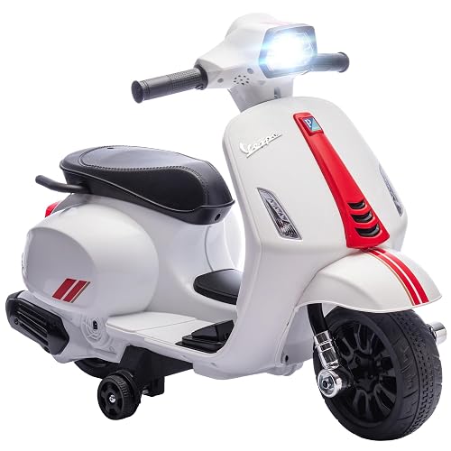 AIYAPLAY Moto Eléctrica para Niños 6V con Licencia Vespa 2-4 Años Blanco