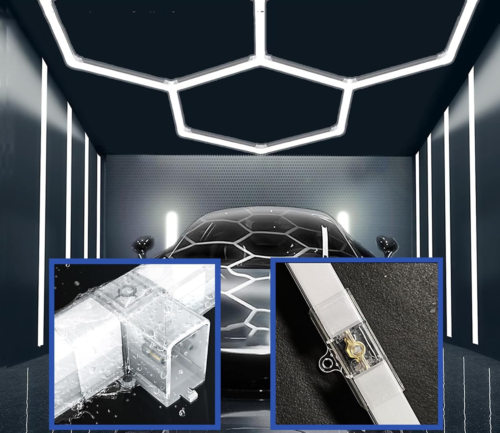Luci da Garage esagonali, 14 luci da soffitto Super Luminose per Garage, Luce per Detailing Auto, Luce Esagonale a LED, per Garage, palestre, officine di Detailing Auto 14-Hex