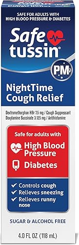 Safetussin PM Night Time - Jarabe para aliviar la tos, botella de 4 onzas