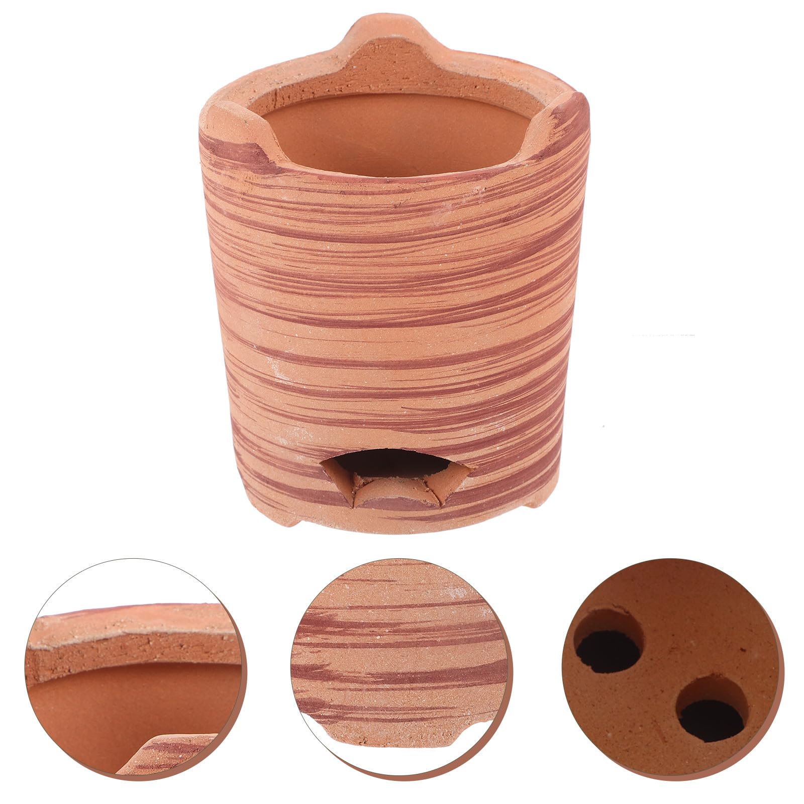 Tragbarer Holzkohlegrill & Lehnofen – kompakte Feuerstelle für den Außenbereich, Camping, Tischgrillkocher, ideal für Garten & Zuhause, braunes Tondesign